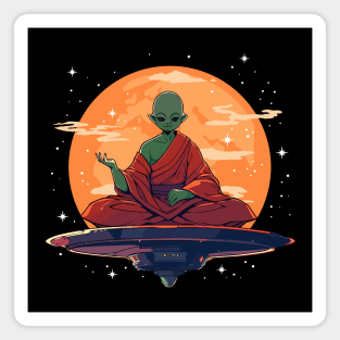 Funny Buddha Alien UFO Magnet